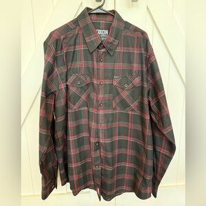 DIXXON Men's Red and Gray Plaid flannel- snap on